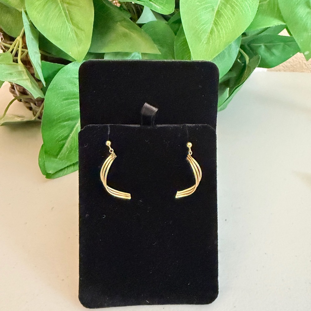 Vintage 14K yellow solid gold drop dangle earrings